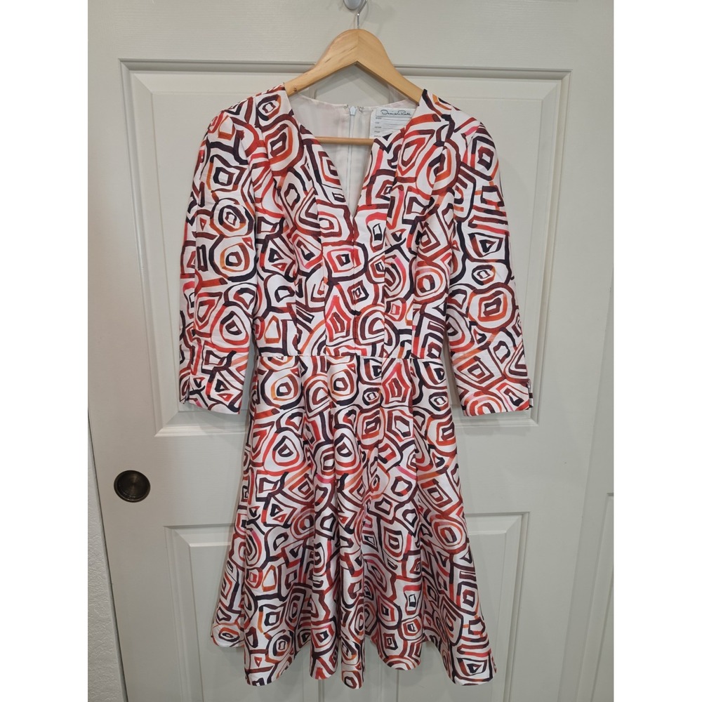 Vintage Oscar de la Renta Geometric A Line Lined Bodice 70's Boho Sm PROJECT